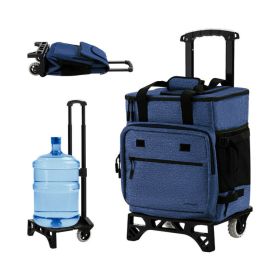 Able to serve as a rolling cooler, portable cooler or adjustable hand truck-Dark blue