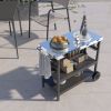 3 Tiers Foldable Outdoor Cart on 2 Wheels with Phone Holder