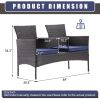 Outdoor Patio Loveseat Set,All Weather PE Rattan and Steel Frame Conversation Furniture with Built-in Coffee Table