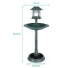 51*51*106cm Plastic Round Birdbath with Solar Ligh Dark Green