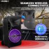 5 Core Party Speaker Portable PA System 2 Wireless Microphone Bluetooth Loud Big Subwoofer Active Powered DJ Karaoke Machine for Studio Indoor Outdoor