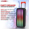 5 Core Bluetooth Speaker Karaoke Machine ‚ 8" 3 Way Speaker ‚Portable Singing PA System, w DJ Light , FM + TWS + USB + SD Card + AUX + REC ‚