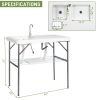 101*65.5*92cm HDPE Rectangular With Barbed Wire Foldable Outdoor Fish Killing Table White