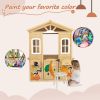 Wooden Playhouse for Kids Outdoor with Working Door, Windows, Mailbox, Flowers Pot Holder, 39" x 38" x 55.5"