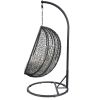 ACME Simona Patio Swing Chair with Stand in Beige Fabric & Black Wicker 45030