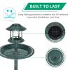 51*51*106cm Plastic Round Birdbath with Solar Ligh Dark Green