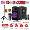 5 Core Party Speaker Portable PA System 2 Wireless Microphone Bluetooth Loud Big Subwoofer Active Powered DJ Karaoke Machine for Studio Indoor Outdoor