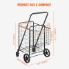 VEVOR Folding Shopping Cart, Jumbo Grocery Cart with Double Baskets, 360¬∞ Swivel Wheels, Heavy Duty Utility Cart