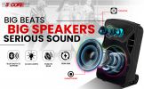 5 Core Party Speaker Portable PA System 2 Wireless Microphone Bluetooth Loud Big Subwoofer Active Powered DJ Karaoke Machine for Studio Indoor Outdoor