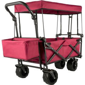 VEVOR Extra Large Collapsible Garden Cart with Removable Canopy, Folding Wagon Utility Carts with Wheels and Rear Storage, Wagon Cart for Garden (default: default)